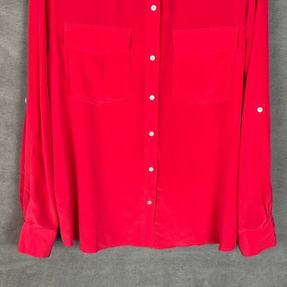 Tommy Bahama Top Women Large Pink June Silk Cargo Pocket Button Front Resort - Picture 3 of 11